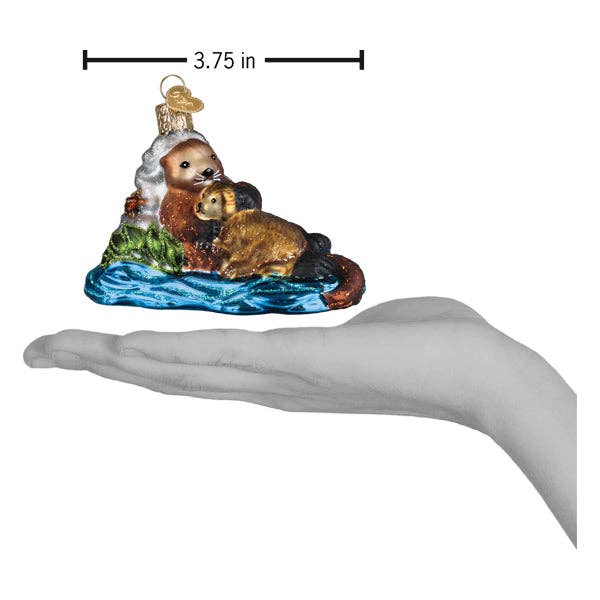 Old World Christmas - Wholesale Ornament - Otter With Pup Ornament4