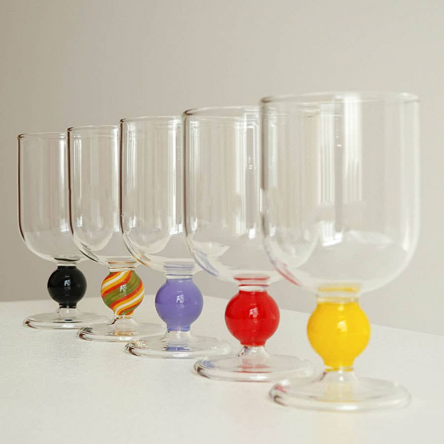 TUTU Home - Wholesale Wine Glass - "Boule" – Clear Wine Glass with Black Sculptural Stem1