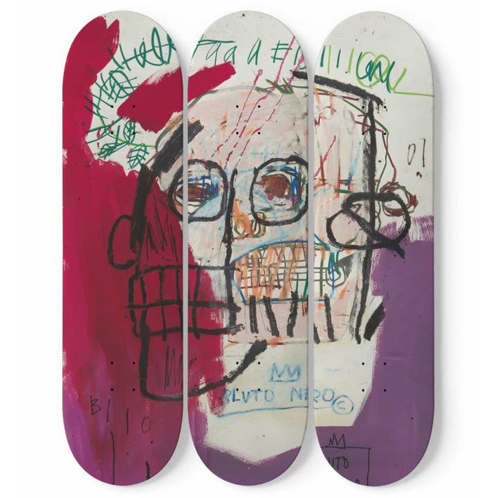 SkateboardArtsy - Wholesale Art Print - Jean-Michel Basquiat, 'Bluto Nero' | Skateboard Deck Wall Art, Wall Hanged Room Decoration, Maple Wood, Accent Gift for Home, Aesthetic Wall Art