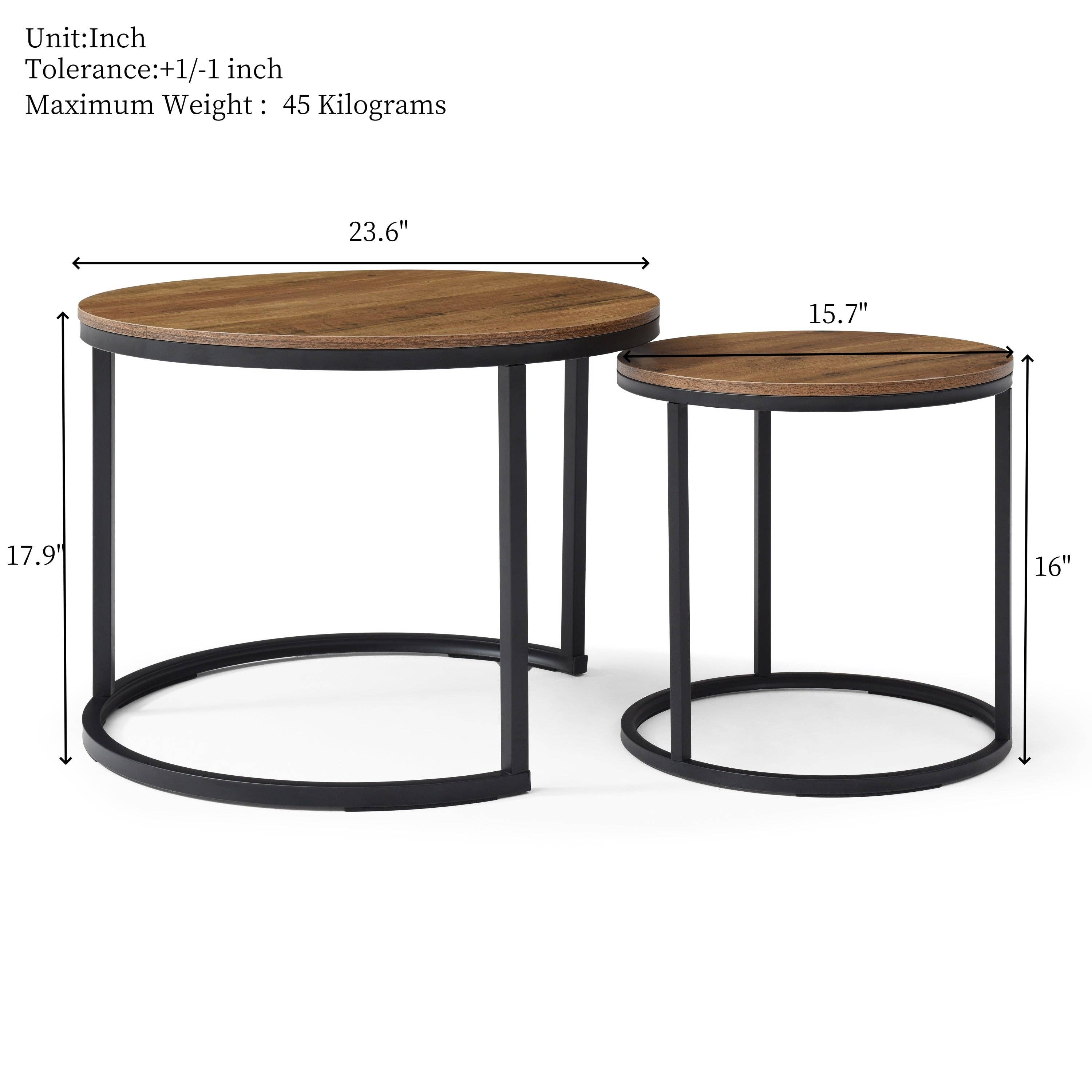 39F Inc. - Wholesale Coffee Table - Set of 2 Round Nesting Coffee Tables with Metal Frame5