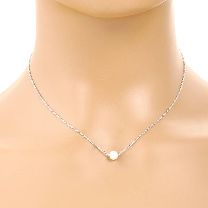 Fashion City - Wholesale Pendant/Charm Necklace - Gold-Dipped Pearl Bridesmaid Necklace