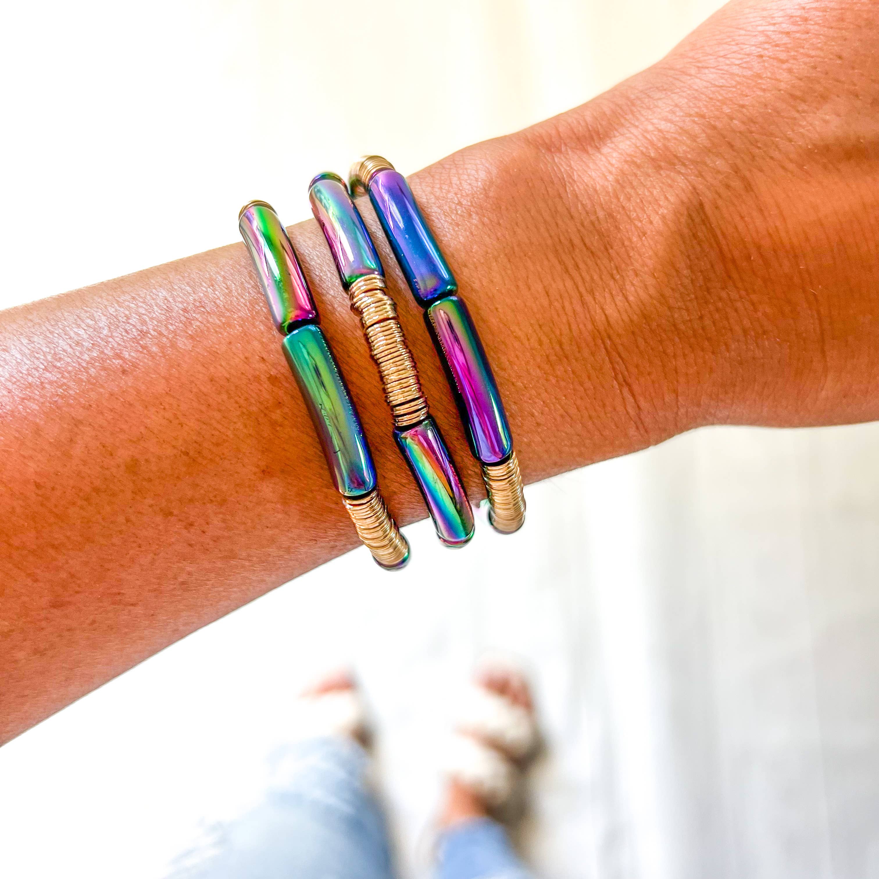 Savvy Bling - Wholesale Beaded Bracelet - Metallic Tube Bracelets0