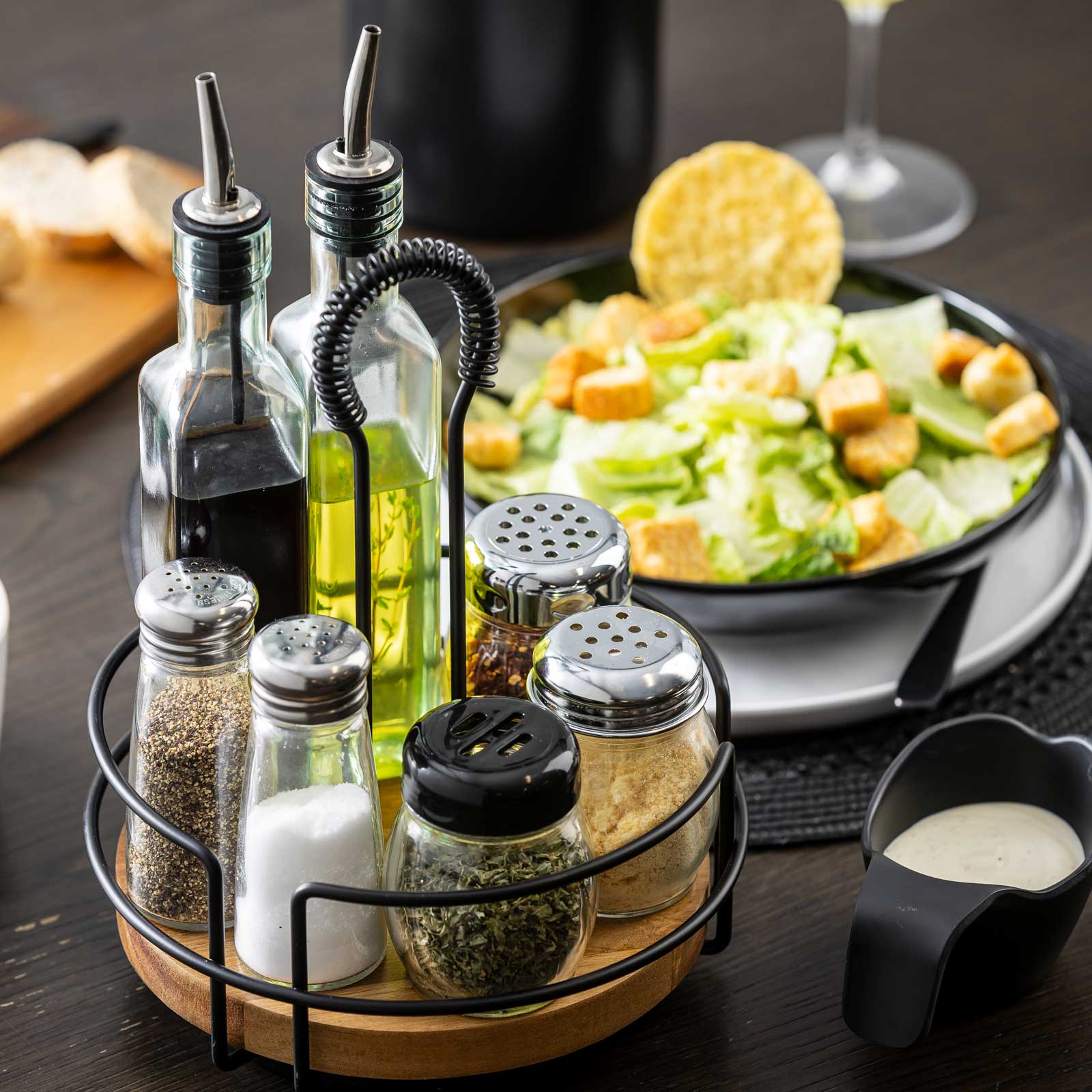 TableCraft Products Company - Wholesale Condiment/Dip Bowl - Round Rotating Tabletop Caddy, 8.5" dia x 10.5" height7