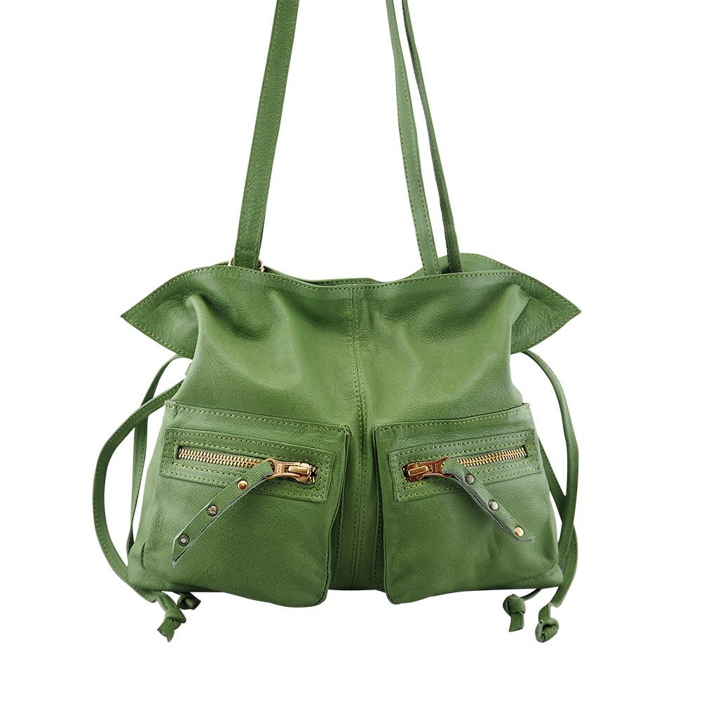 Cadelle Leather - Wholesale Crossbody Bag - Women's - Jillian Drawstring Crossbody | Moss Green8