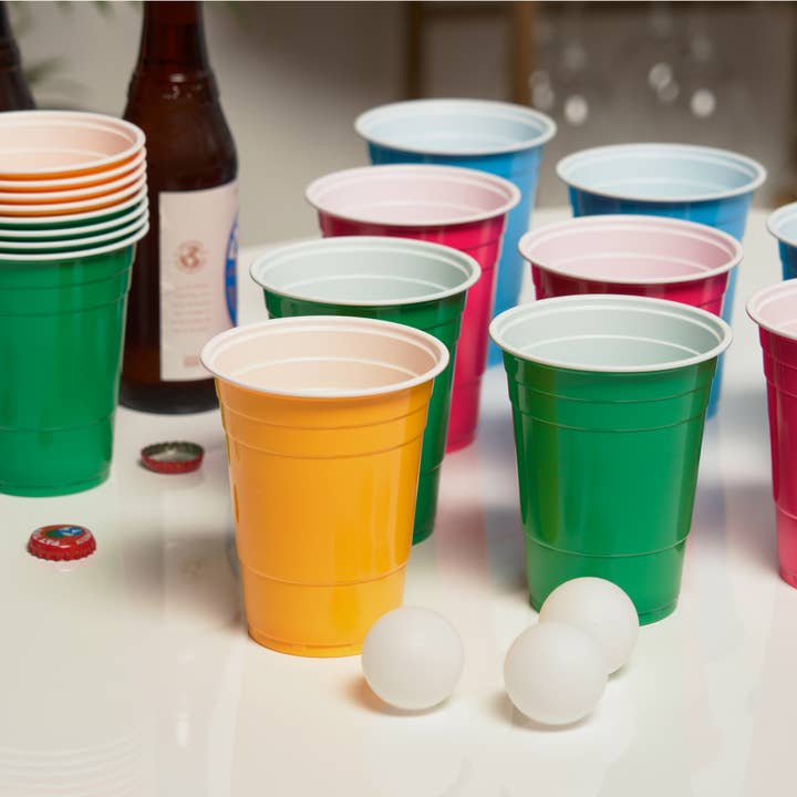 TRUE - Wholesale DIY Beer/Alcohol Kit - Party Neon Beer Pong Set -Set of 24 Cups & 4 Ping Pong Balls