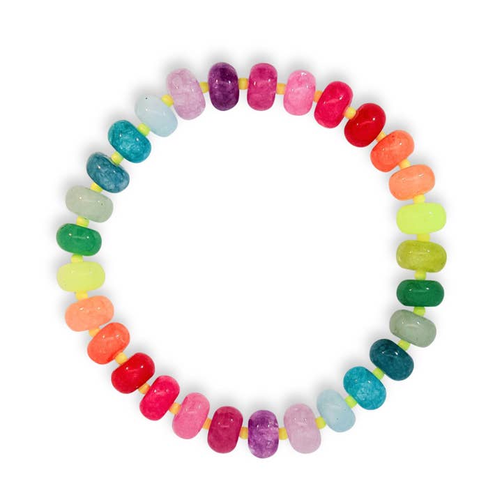 Multicoloured Rainbow Mixed Jade Stone Natural Beaded Bracelet for wholesale by XUXA