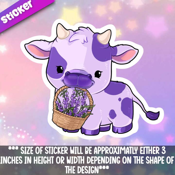 Autocolante Vaca- Lavanda por atacado de Mega Kawaii Cuties