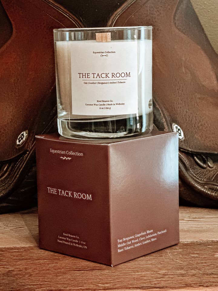 The Tack Room | 8oz Coconut Wax Candle | Equestrian Gift for wholesale by Kind Reason Co
