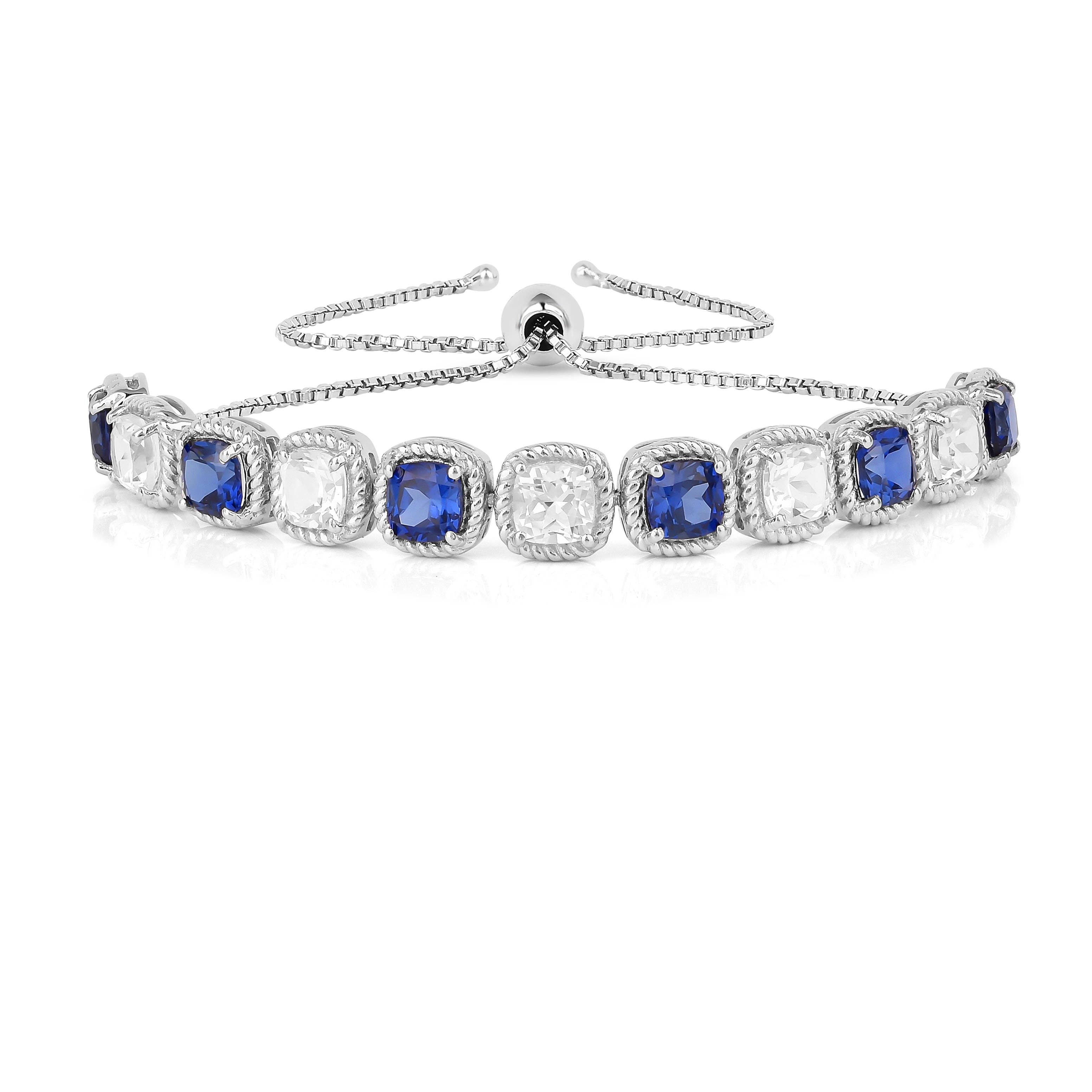 FCJ Jewelry LLC - Wholesale Tennis Bracelet - Sterling Silver Created Blue Sapphire Tennis Bracelet0