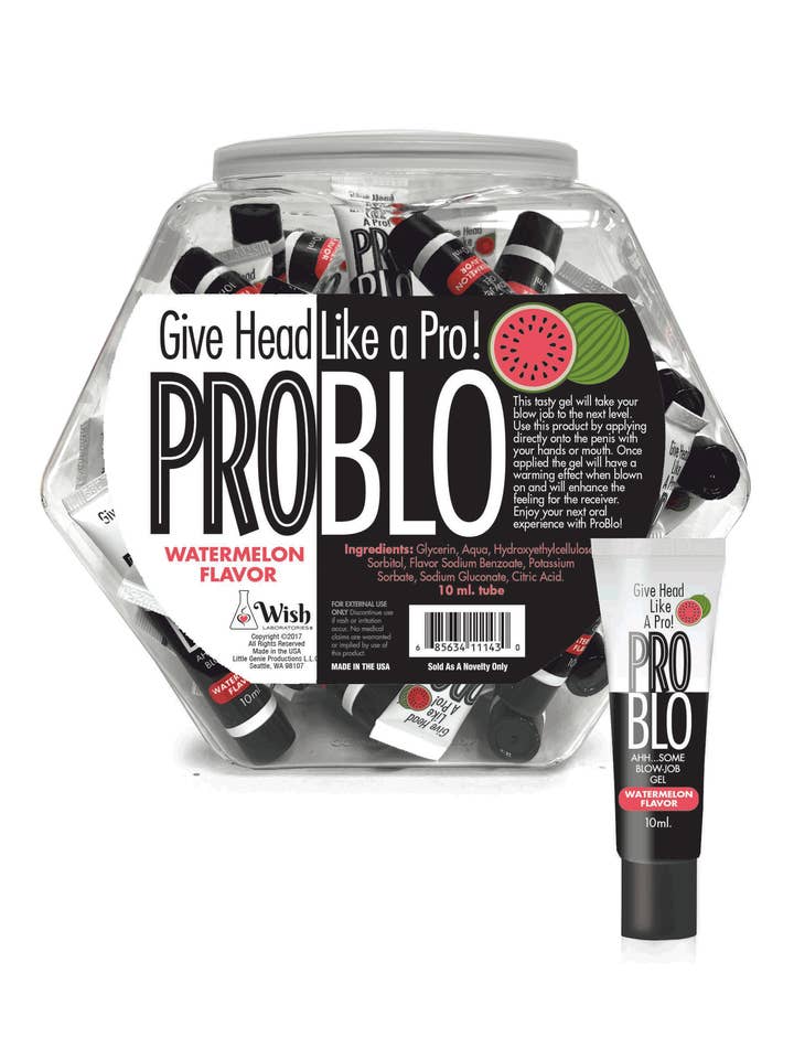 Pro Blo Gel de Prazer Oral, Melancia - Expositor de 65 por atacado de Little Genie Productions
