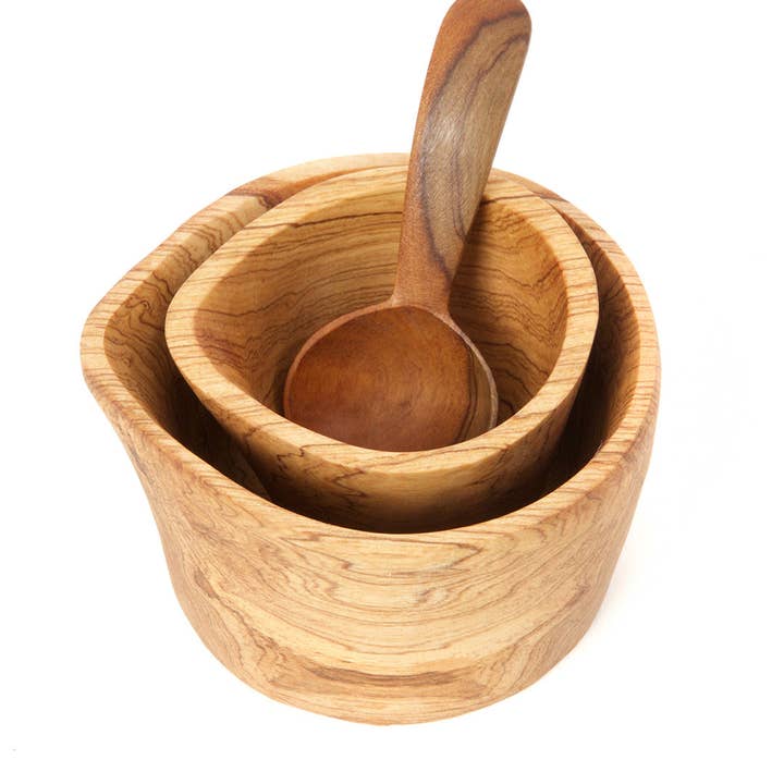 Swahili | AFRICAN MODERN - Wholesale Serving Utensil - Rustic Kenyan Wild Olive Wood Cream & Sugar Set