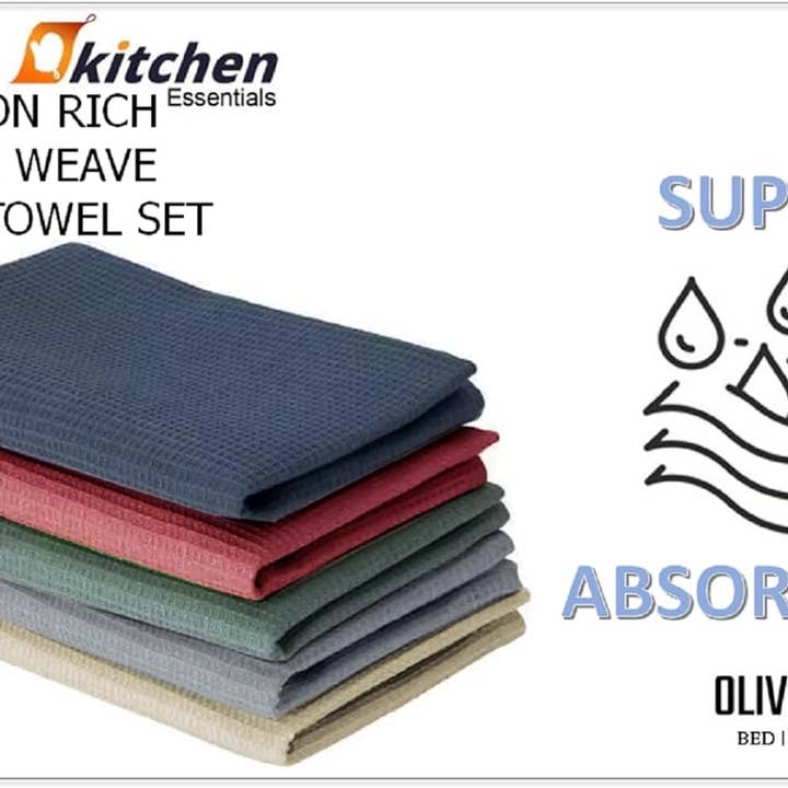 ASSORTED Pack Of 5 Luxury Waffle Kitchen Tea Towels for wholesale on Faire4