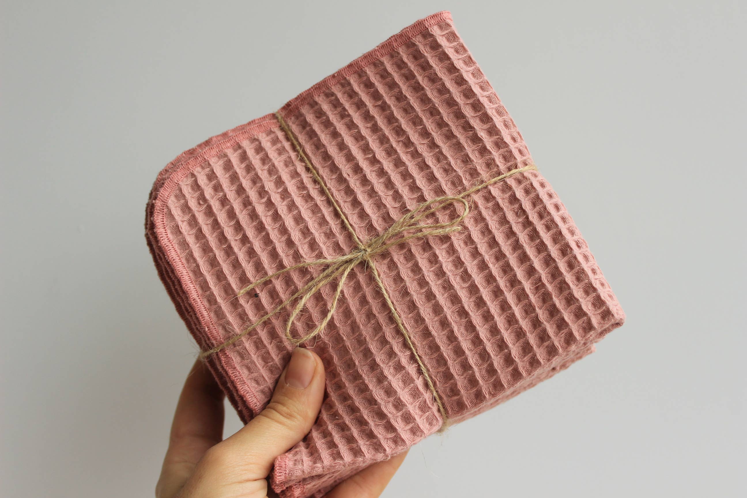Bloom Pads - Wholesale Dishcloth - Small waffle Towels 5 PACK, Kitchen Dish clothes/Old pink7