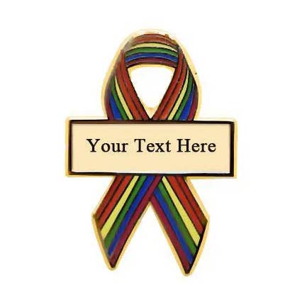 Gepersonaliseerde bewustmakingslinten met regenboog | Gegraveerde pinnen voor wholesale door Personalized Cause