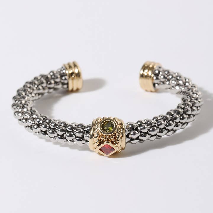 Pulseira larga com textura CZ múltipla por atacado de Fashion City