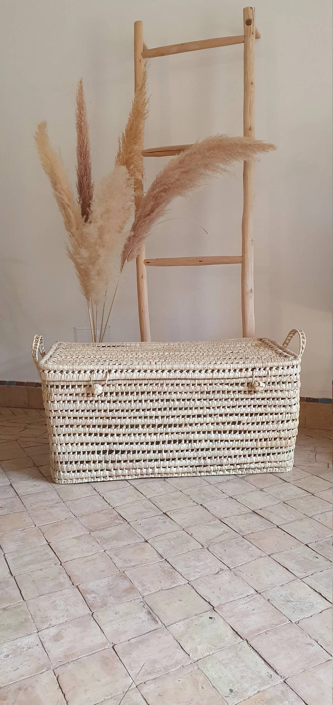 Melecraft - Wholesale Storage Bin - Wicker Storage Trunk -Palm Leaf Storage Chest Storage Basket
