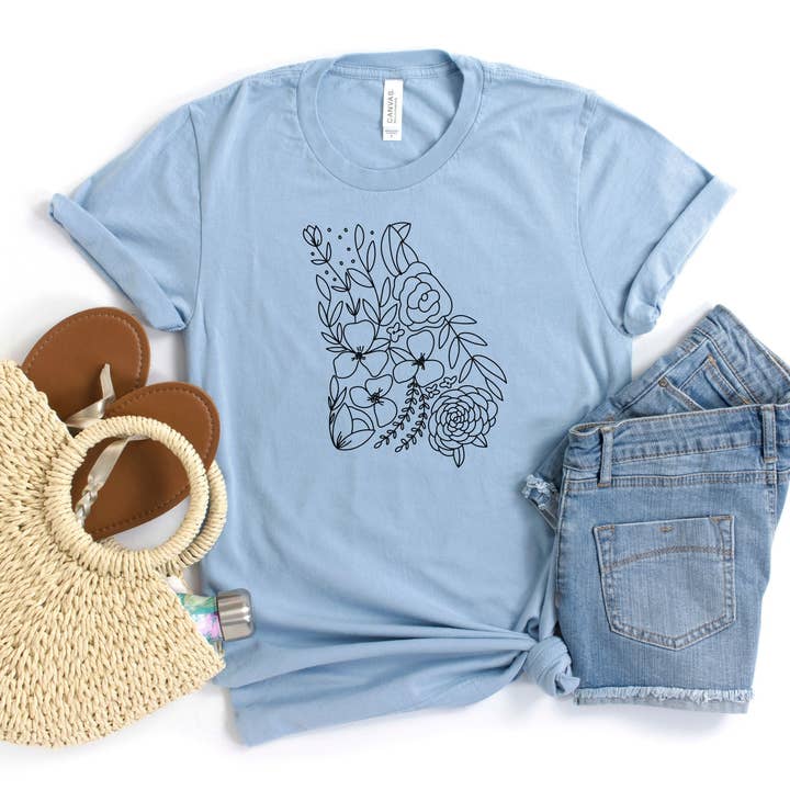 Georgia Floral State Graphic Tee for wholesale by Indigo Bramble Boutique