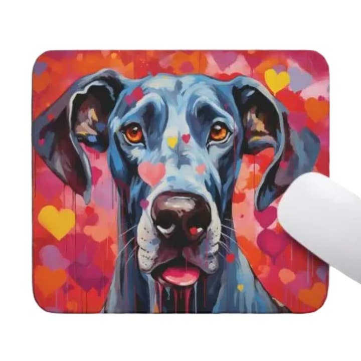 Tapis de souris en caoutchouc antidérapant Grand Danois Chéri Chien pour la vente par Luluizy Designs Co.
