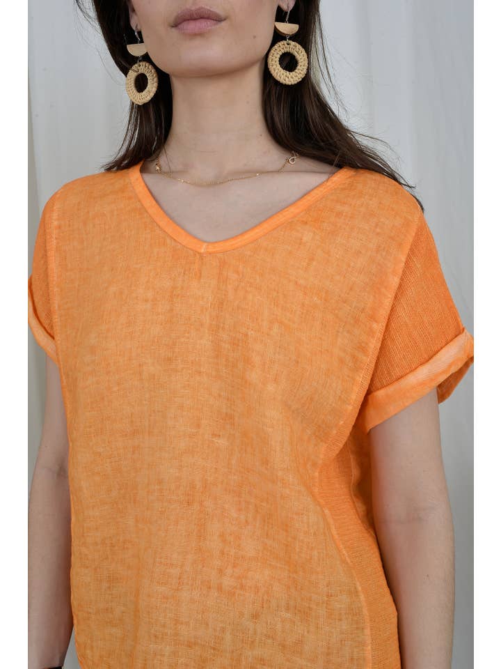 ORNELLA PARIS - Wholesale Blouse - Women's - LEL-T651L linen top