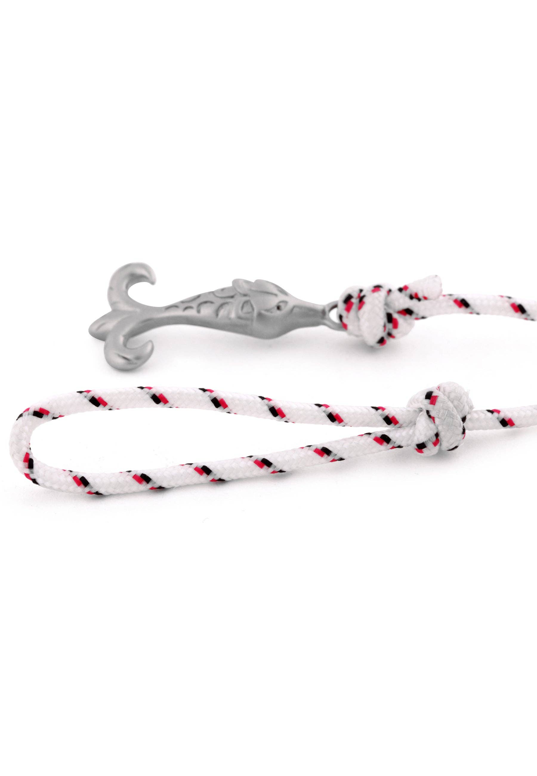 Blackskies - Wholesale Woven/Braided Bracelet - Vulpes Nylon Bracelet Double Wrapped Silver - White-Blue-Red1