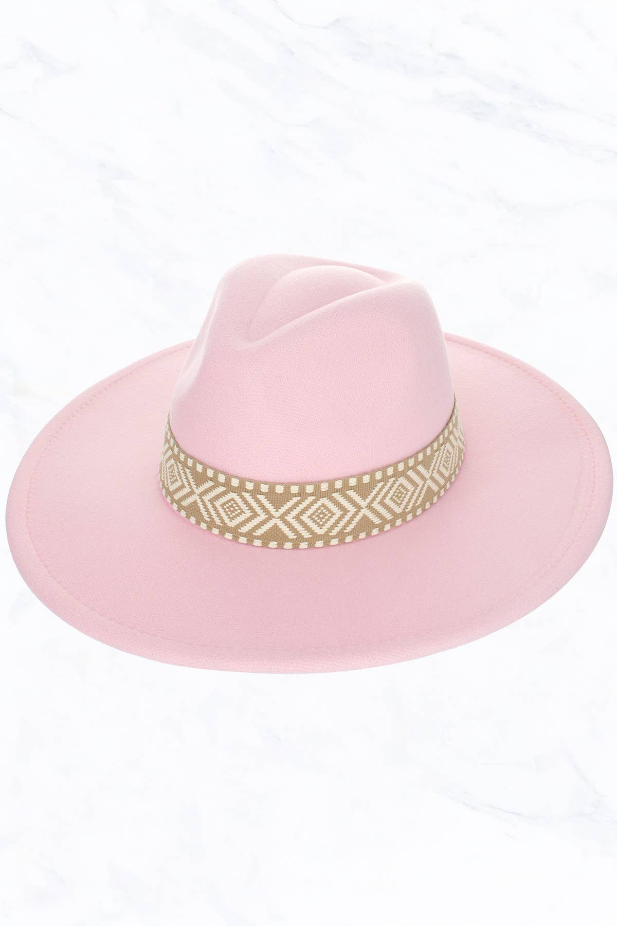 Suzie Q USA - Wholesale Fedora - Women's - Big Brim Peach Heart Top Aztec Pattern Belt Jazz Hat18