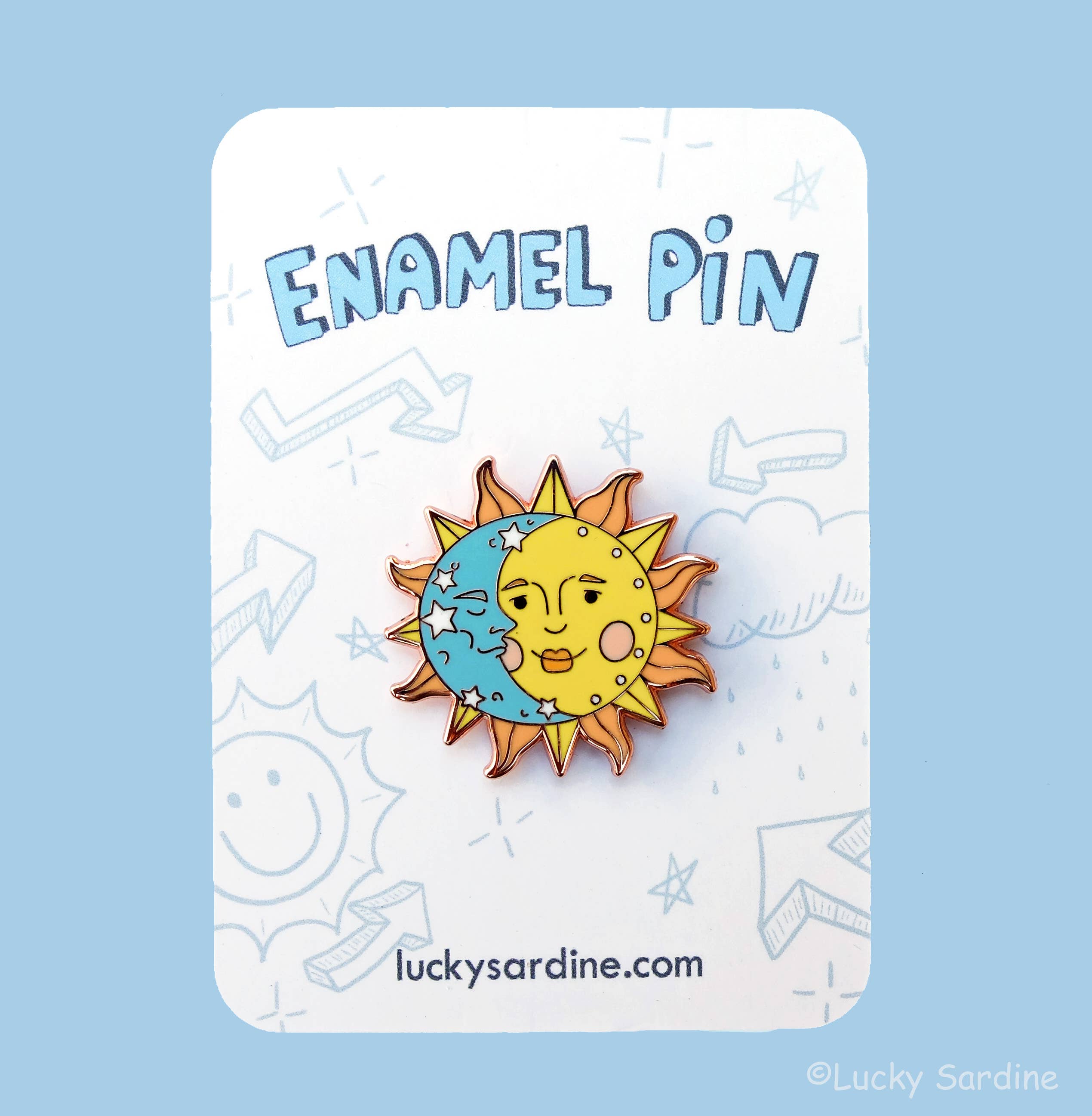 Lucky Sardine - Wholesale Lapel Pin/Button - Celestial Sun & Moon, Cosmic Stars, Retro Vintage Enamel Pin4