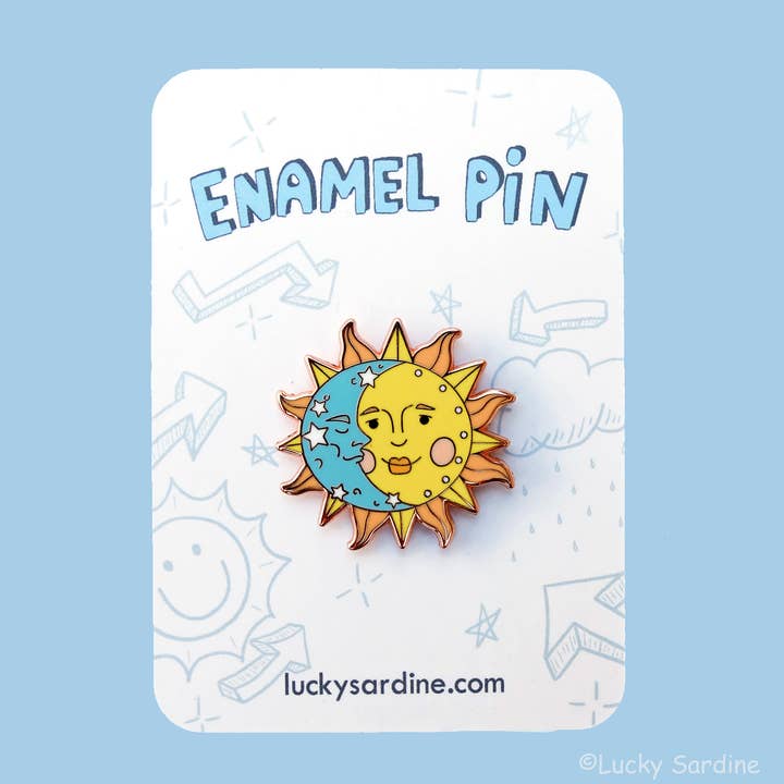 Lucky Sardine - Wholesale Lapel Pin/Button - Celestial Sun & Moon, Cosmic Stars, Retro Vintage Enamel Pin4