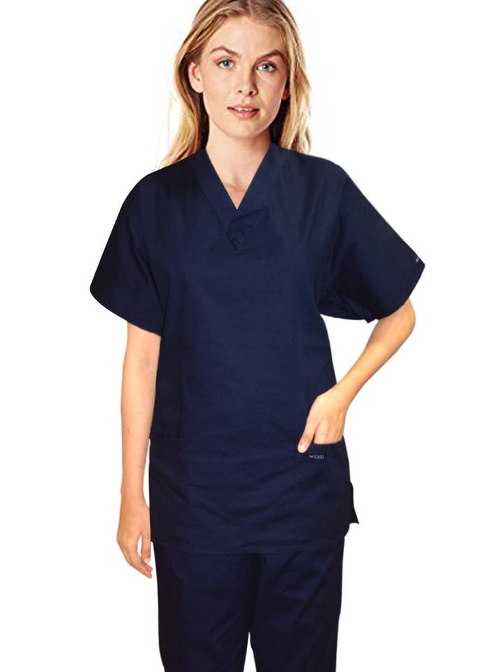 Dehnbares Peeling-Set mit 4 Taschen und halben Ärmeln für Damen für den Großhandel von Scrubandmore