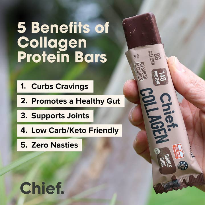 Chief Nutrition USA - Wholesale Snack Bar - Collagen Protein Bar - Double Choc (12 bars)3
