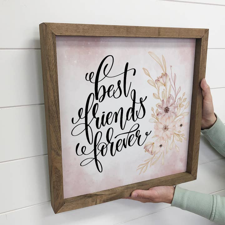 Hangout Home – Engroshandel Skilt – Bedste venner Forever Blomster Baggrund Lille Hylde Decor