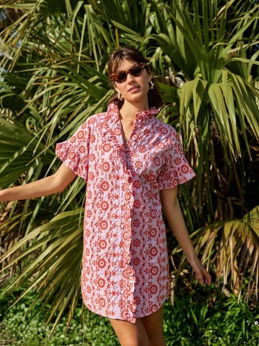 Katie Dress Lavender Coral Eyelet for wholesale by Abbey Glass