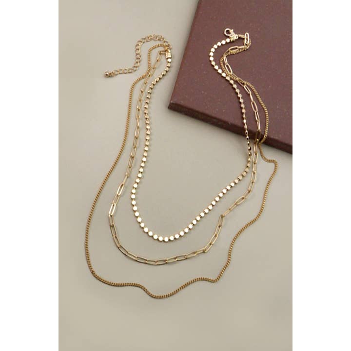 JOSSLYN by wall to wall - Wholesale Link & Chain Necklace - UNIQUE CHAIN MULTI LAYER NECKLACE | 25N470