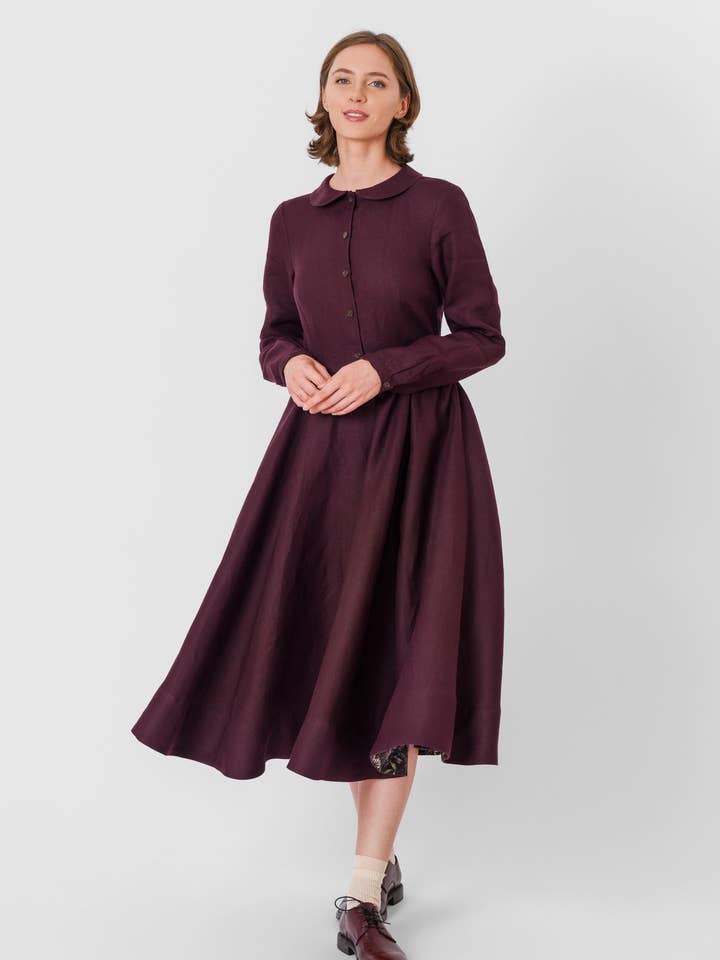 Son de Flor - Wholesale Dress - Women's - Classic Dress, Long Sleeve, Twill Linen7