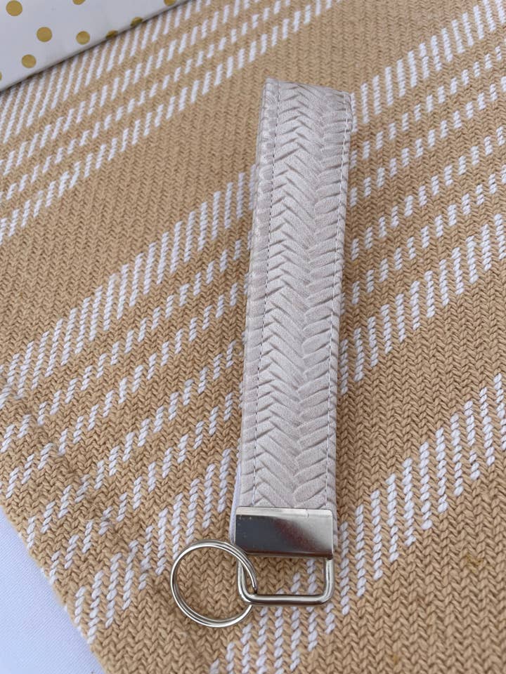 Rustic White Keychain/Wristlet for wholesale by BigLotus Boutique