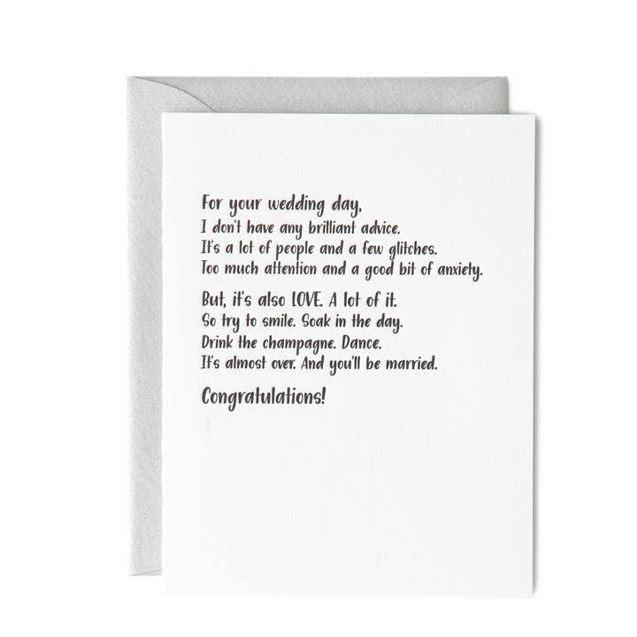 Paper Epiphanies - Wholesale Wedding Card - Wedding Day Brilliant Advice1
