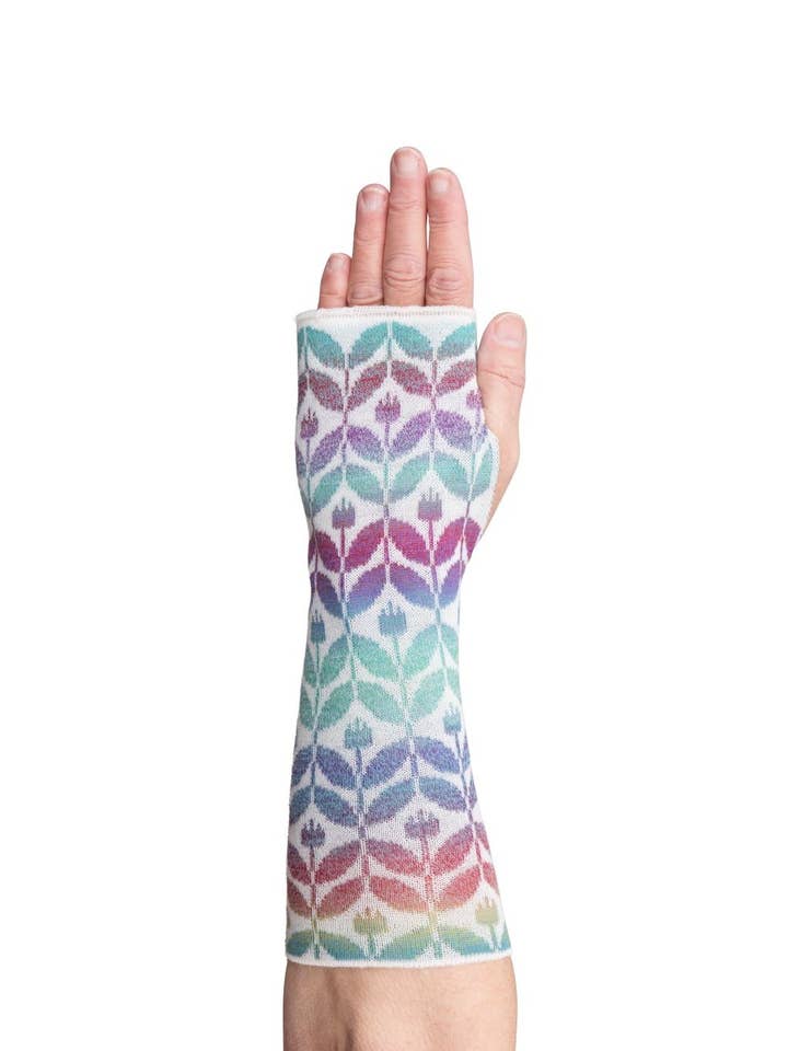 Linden Wristwarmers – Floral Wool with Tonal Shading for wholesale by McKernan