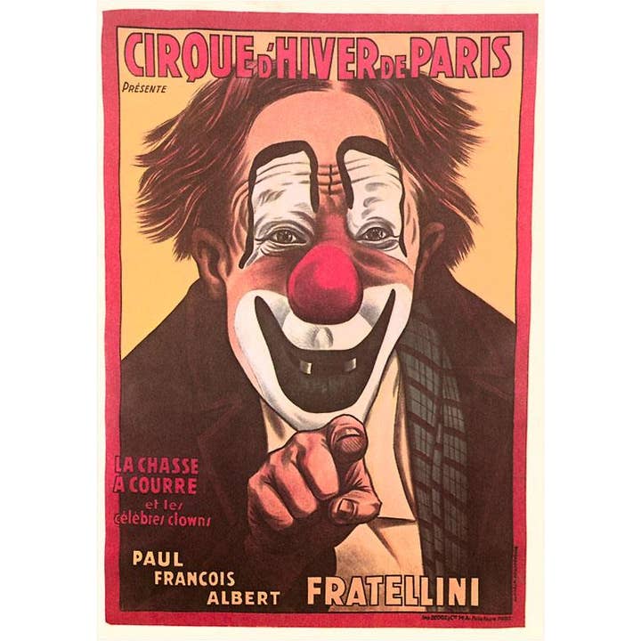 Found Image Press - Wholesale Art Print - Art Print CI-89 French Winter Circus, Clown