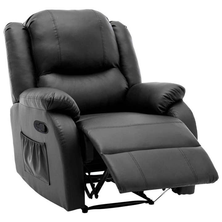 Black PU manual recliner, adjustable, padded headrest, with side pocket VERTEXTERRA for wholesale by Urban Meuble UK