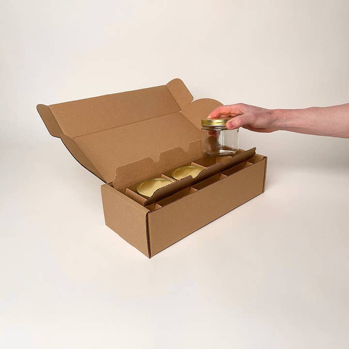 Flush Packaging - Wholesale Gift Box - 12 oz Straight Sided Glass Jar 3-Pack Shipping Boxâ„¢