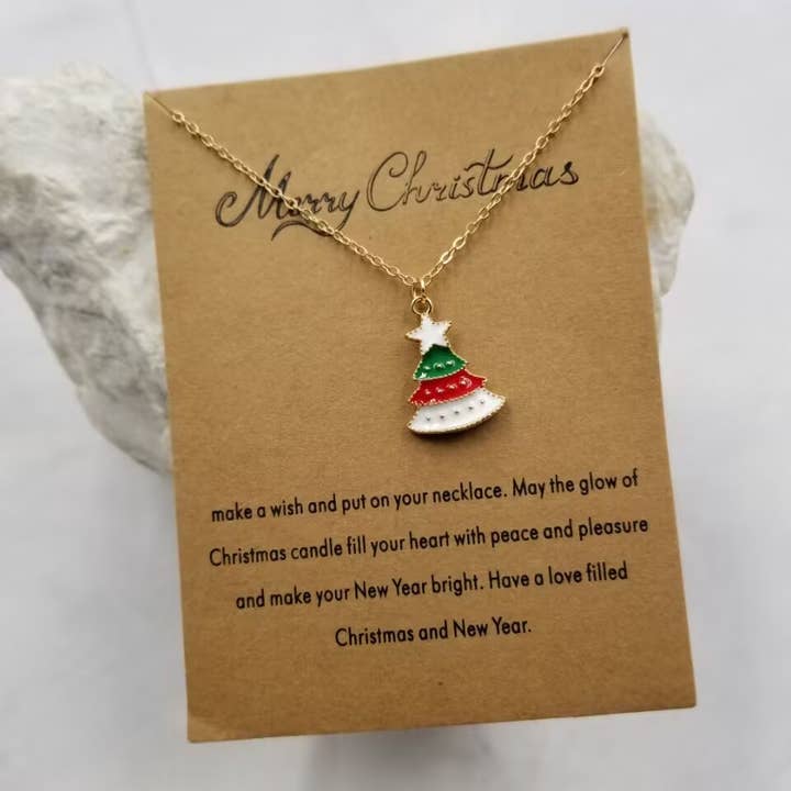 Collana con ciondolo a forma di albero di Natale - Buon Natale per la vendita all'ingrosso da parte di The Pretty Jewellery