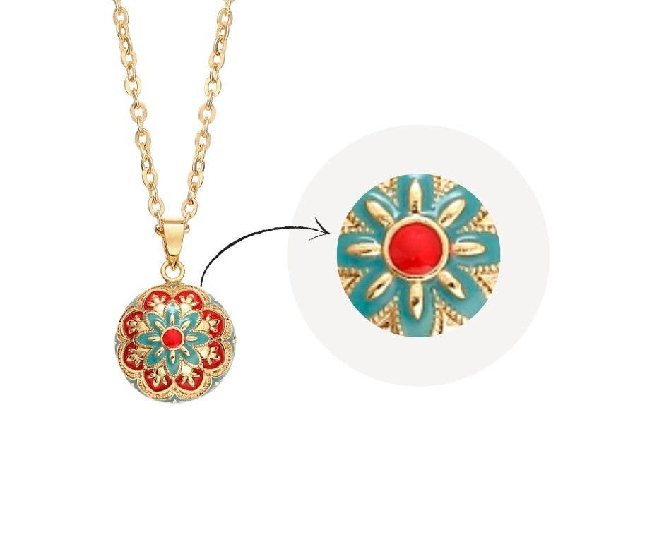 CocoonMe - Wholesale Pendant/Charm Necklace - Indonesian Colors Pregnancy Bola - Floral Patterns1