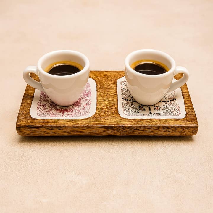 Etnico del Mondo - Wholesale Decorative Tray - Double Enamel Tray Hop Hare In Mango Wood #12