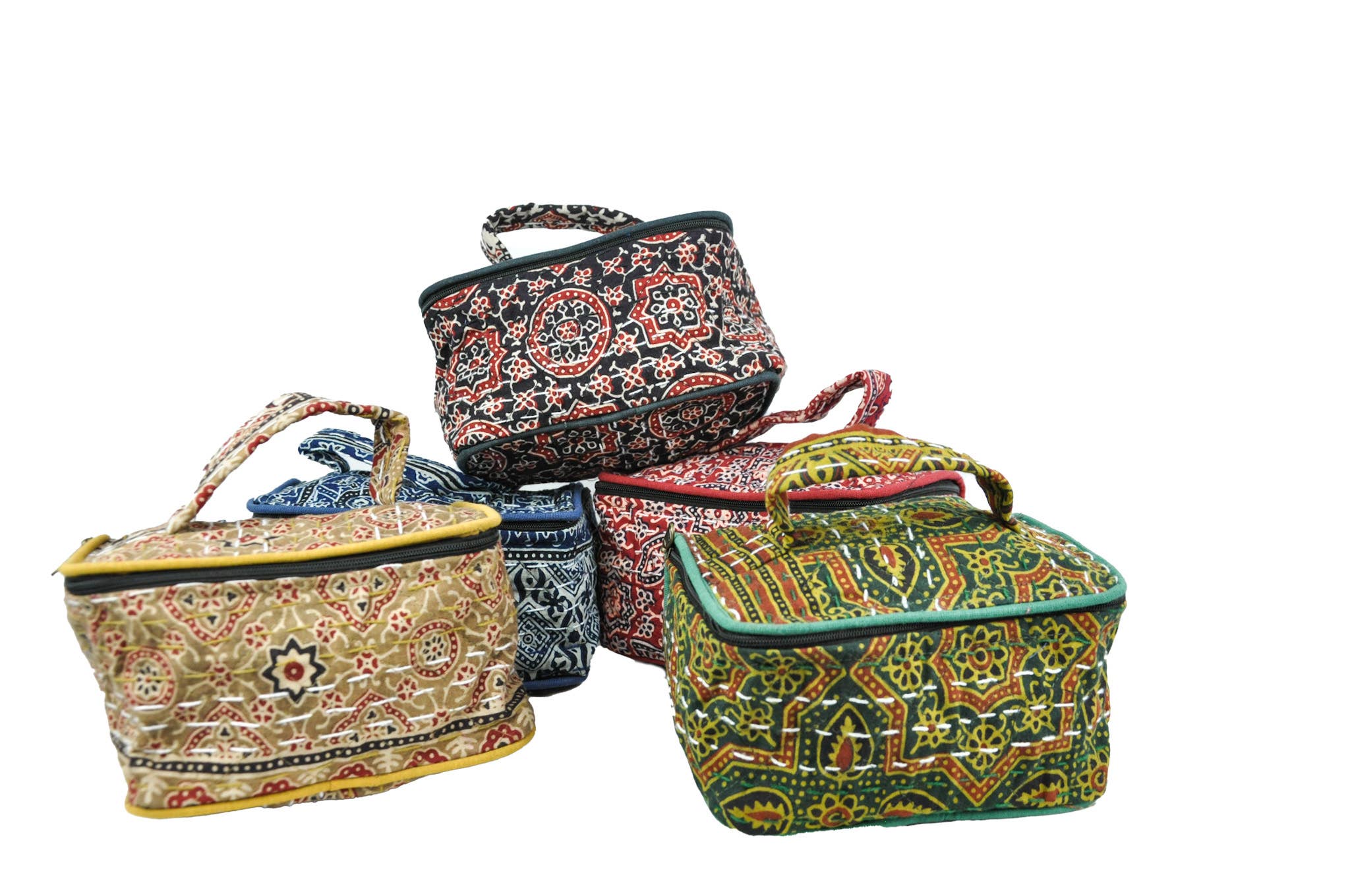 Small Square Makeup Box Kantha with Holder. for wholesale by Zumki