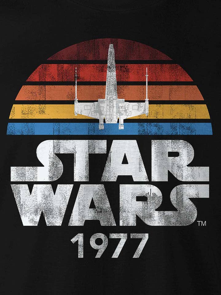 Black Star Wars T-shirt - 1977 for wholesale on Faire2