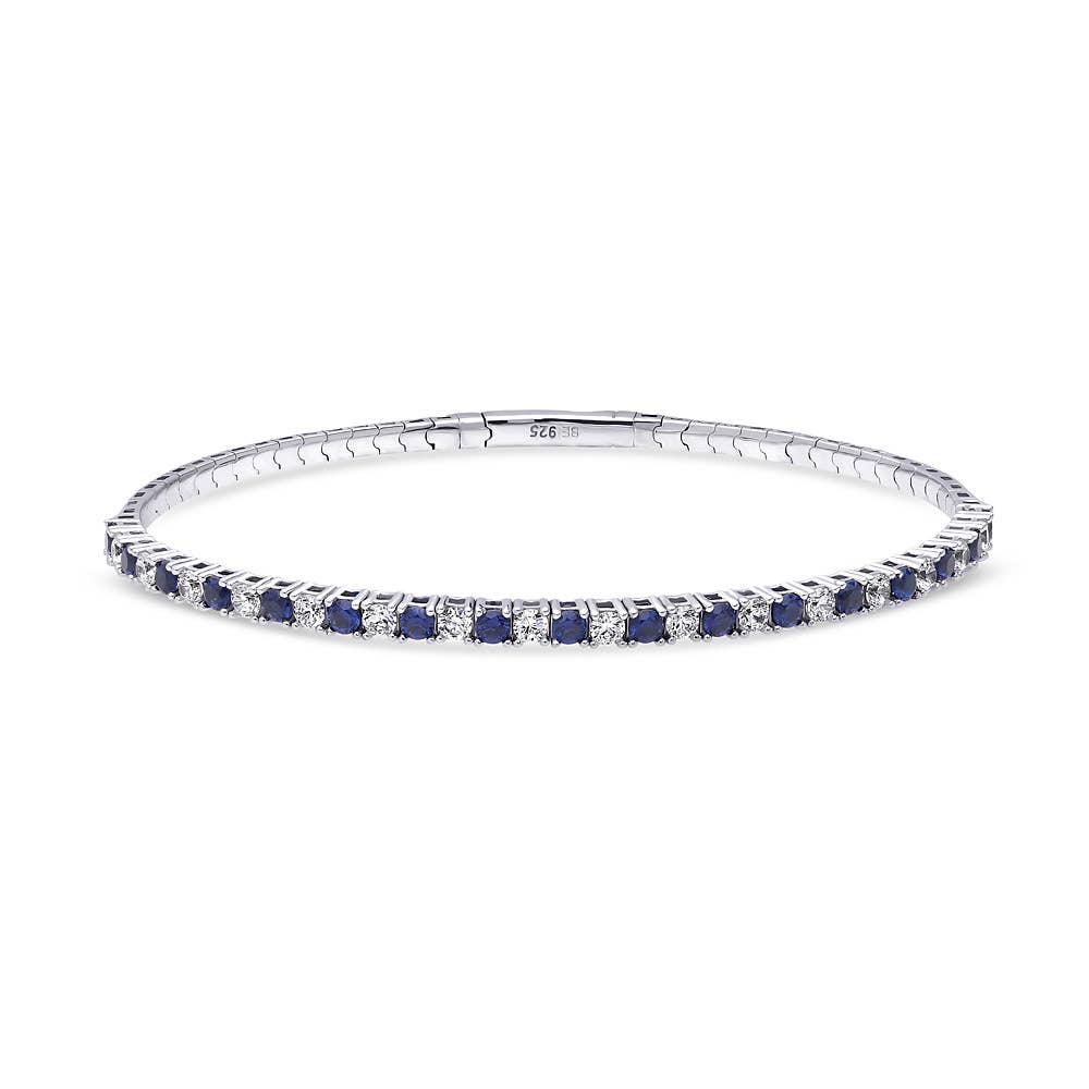 BERRICLE - Wholesale Bangle Bracelet - BERRICLE Sterling Silver Flexible CZ Bangle, 2-Piece Set2