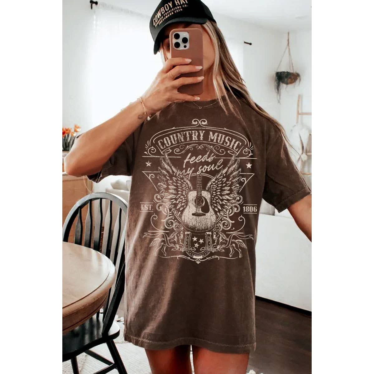 HRTandLUV - Wholesale T-Shirt (Graphic) - Women's - COUNTRY MUSIC FEEDS MY HOME OVERSIZED GRAPHIC TEE3