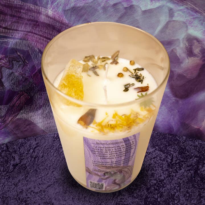 SAMARÍ CANDLE (L) citrine quartz, anise, mint, coriander, etc. for wholesale by Iranti candles