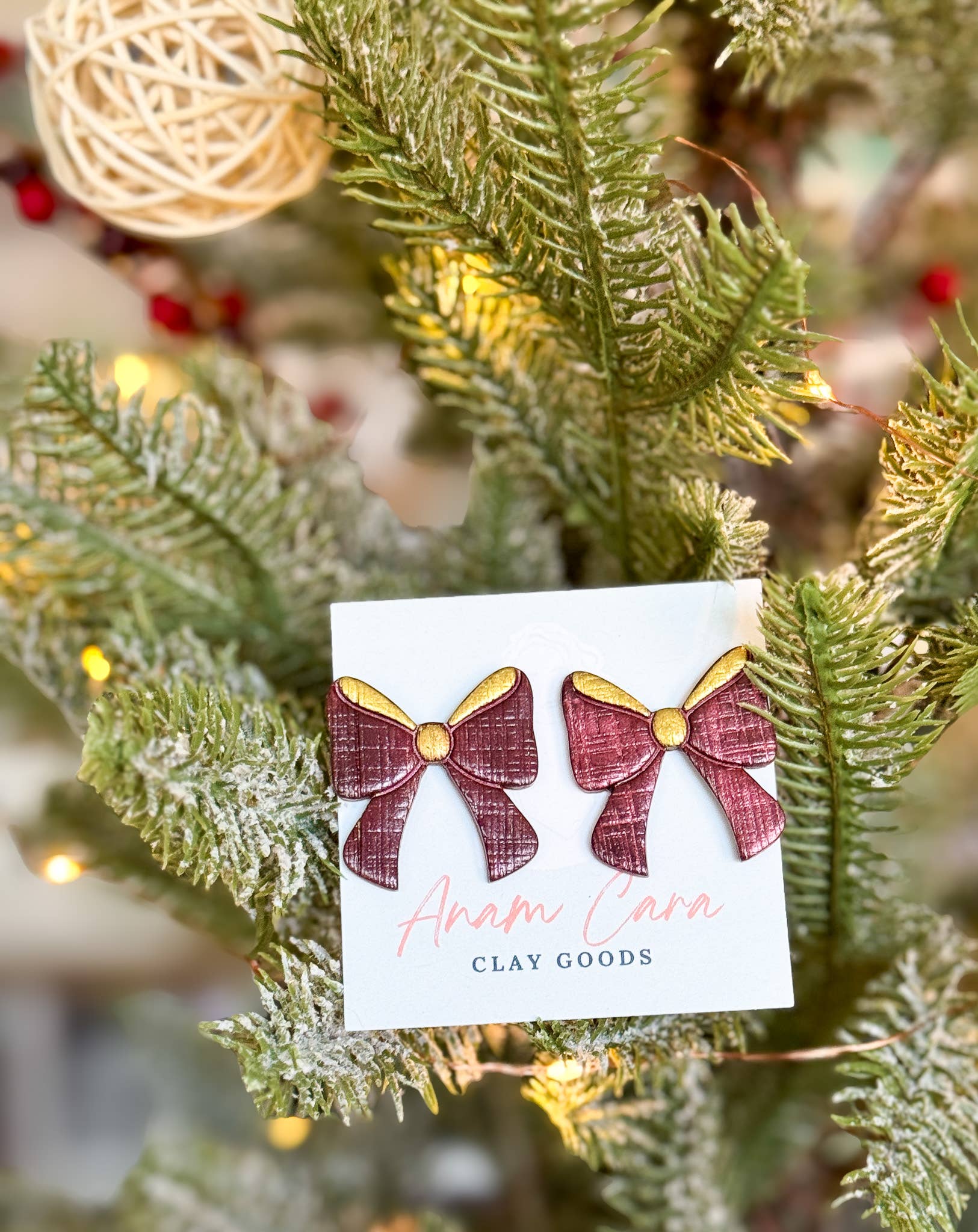 Anam Cara Clay Goods - Wholesale Stud/Post Earrings - Sparkle Bow Statement Studs-Polymer Clay Earrings6