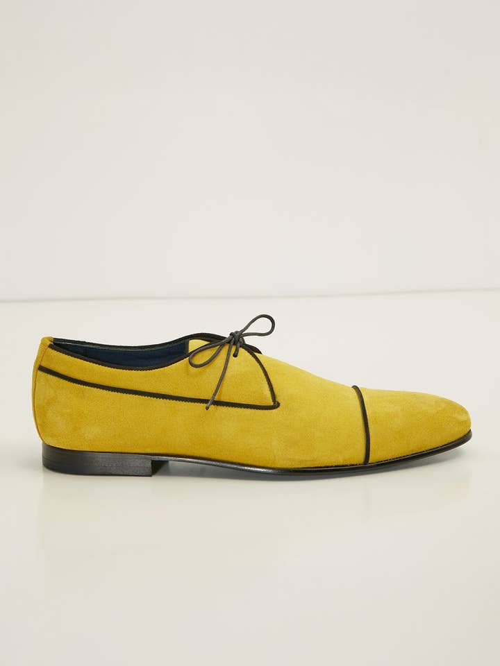 Men's The Formal Leather Cap Toe Derby Shoes - Yellow Suede for wholesale on Faire1