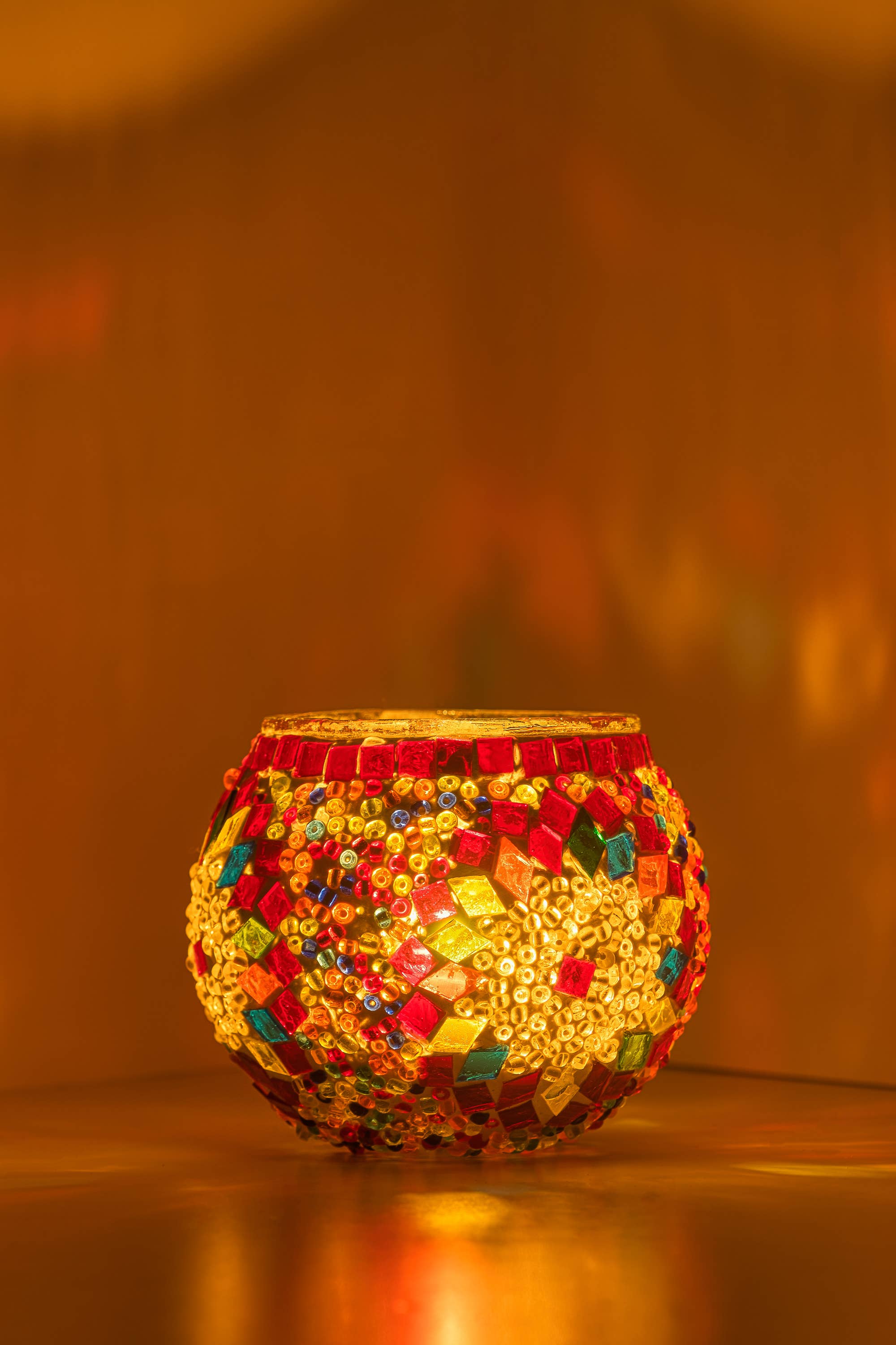 KAFTHAN - Wholesale Candle Holder - Large Mosaic Glass Candle Holders | Christmas Holiday Decor25